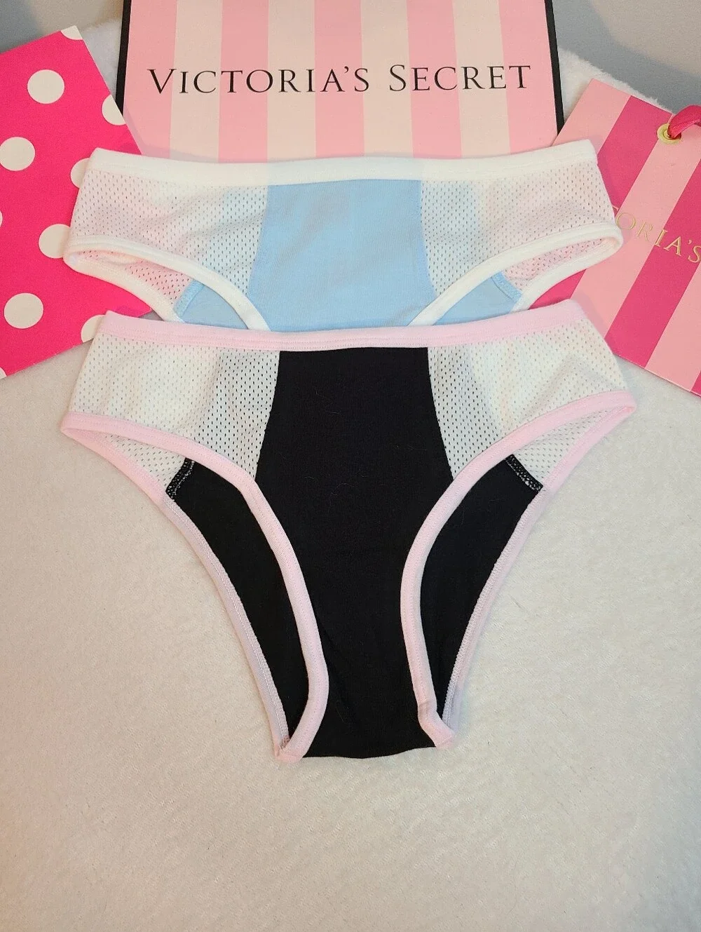 VS PINK 2pk Soft Cotton Sport Mesh Classic Cheeky Panties Size Sm